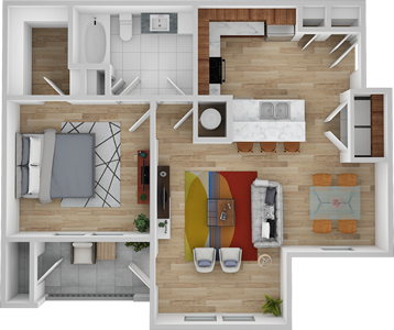 A1 - One Bedroom / One Bath 829 Sq. Ft.*